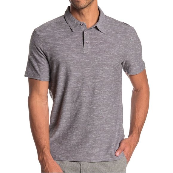 John Varvatos Striated 3 Stars Polo Shirt Mercury - Picture 1 of 8